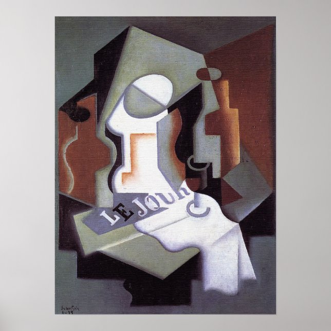 Flaska och Fruit Dish, av Juan Gris Poster (Framsidan)