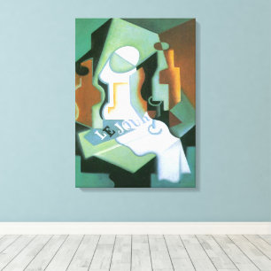 Flaska och fruktskål av Juan Gris, Vintage kubism Canvastryck