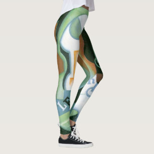 Flaska och fruktskål av Juan Gris, Vintage kubism Leggings