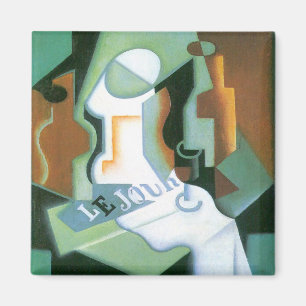 Flaska och fruktskål av Juan Gris, Vintage kubism Magnet