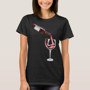 Flaska och glas Vin T Shirt