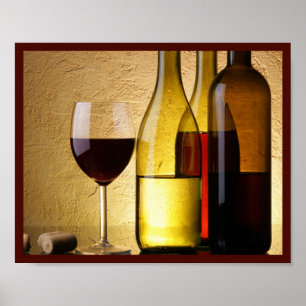 flaska- och glasväggkonst för vin 10x8 poster