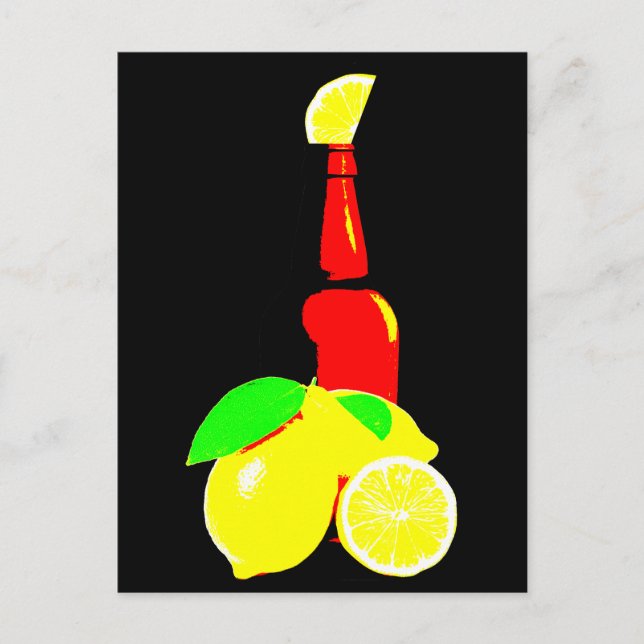Flaska Öl och Citroner Vykort (Framsida)