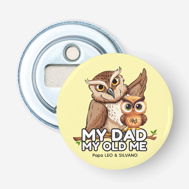 Flaska-öppnare: Min gamla mig Pappa (gult) Flasköppnare (Framsidan)