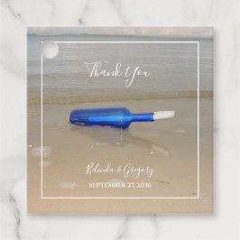 Flaska vid Beach Sand Bröllop Gåvor Etiketter