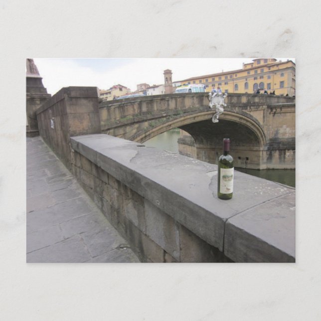 Flaska vid Vin vid Ponte Santa Trinita Vykort (Framsida)
