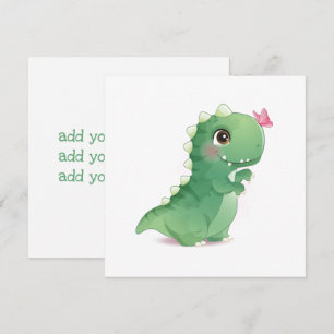 FLASKKORT: BABY DINOSAUR - MED TEXT INBJUDNINGAR