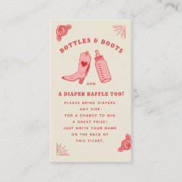Flaskor & Boots Baby Shower Diaper Raffle Biljett Tilläggskort