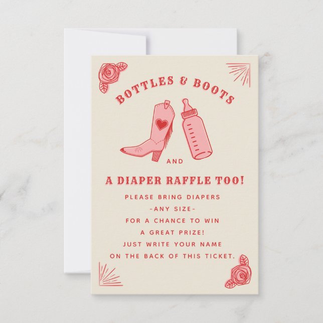 Flaskor & Boots Baby Shower Diaper Raffle Inbjudningar (Framsida)