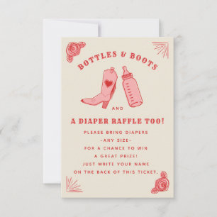 Flaskor & Boots Baby Shower Diaper Raffle Inbjudningar