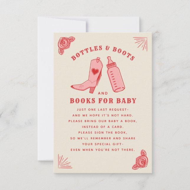 Flaskor Boots Bokar Baby Shower Bok Request Inbjudningar (Framsida)