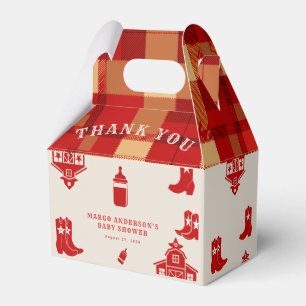 Flaskor & Boots Cowboy Retro Red Baby Shower Presentaskar