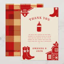 Flaskor & Boots Cowboy Retro Red Baby Shower