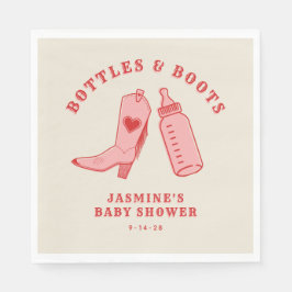 Flaskor & Boots Cowgirl Western Rosa Baby Shower Pappersservett