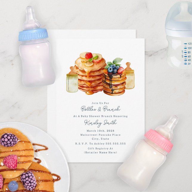 Flaskor + Brunch Baby Shower Breakfast Inbjudningar (Skapare uppladdad)