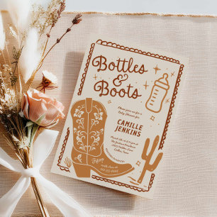 Flaskor och Boots Hand plockade Baby Shower Inbjudningar