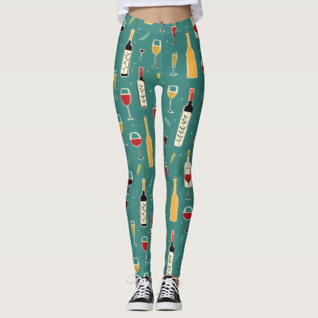 Flaskor och glaset Mönster Leggings (Framsida)