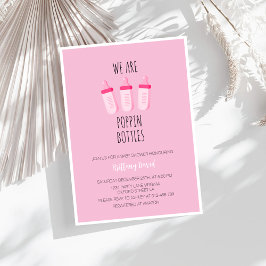 Flaskor Rosa Baby Shower Inbjudningar