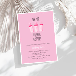 Flaskor Rosa Baby Shower Inbjudningar