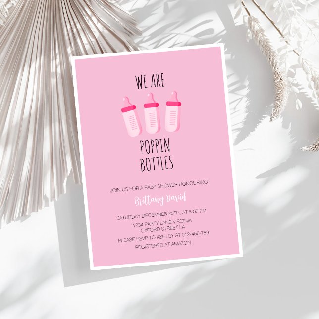 Flaskor Rosa Baby Shower Inbjudningar (Skapare uppladdad)