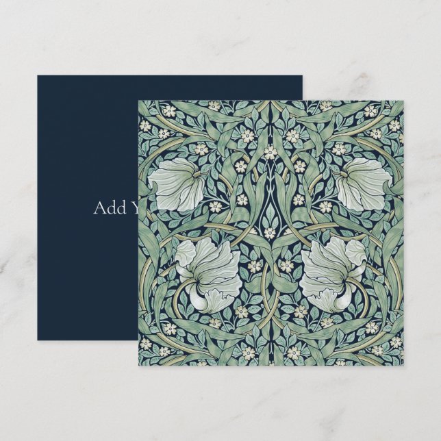 FLASKT ANMÄRKNINGskort: WILLIAM MORRIS: PIMPERNEL Anteckningskort (Fram/baksida)