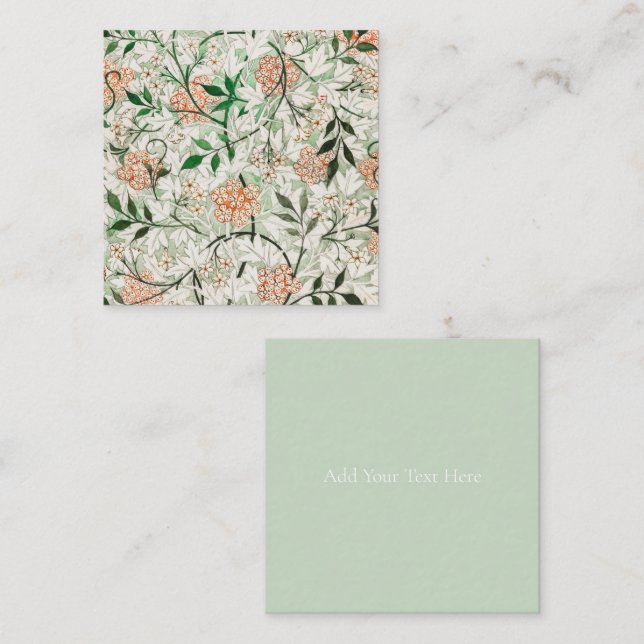 FLASKT KORT: WILLIAM MORRIS: JASMINE ANTECKNINGSKORT (Fram/baksida)