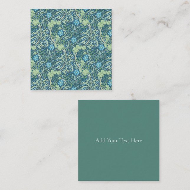 FLASKT KORT: WILLIAM MORRIS: SJÖGRÄS ANTECKNINGSKORT (Fram/baksida)