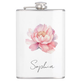 Flasque personnalisée Pivoine Aquarelle Rose Fickplunta