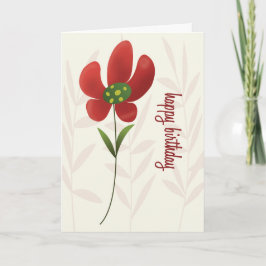 Flat Art Solo Flower Birthday Card Kort