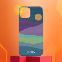 Flat Boho Abstrakt Ligcape Sunset and Mountains