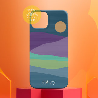 Flat Boho Abstrakt Ligcape Sunset and Mountains