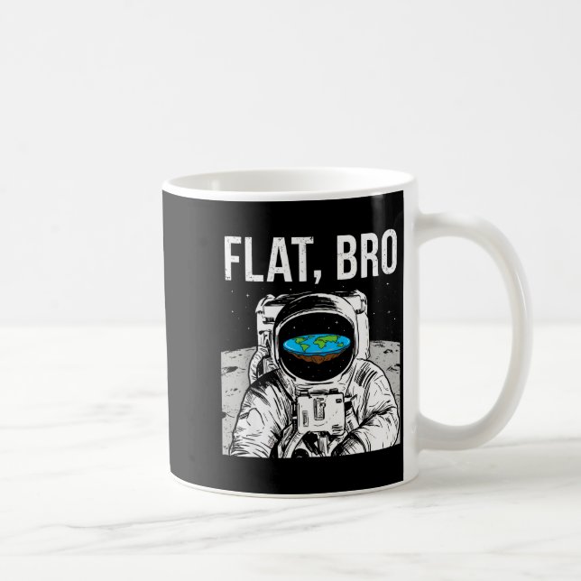 Flat Bro, Funny Flat Earth Society Astronaut In Sp Kaffemugg (Höger)