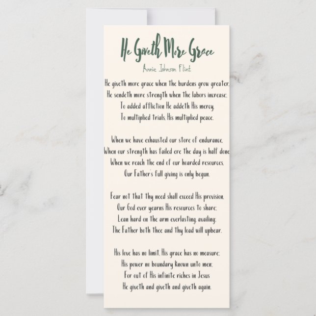 Flat Card Annie Johnson Flint Han ger mer respit (Framsida)