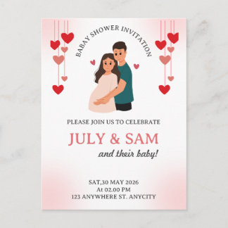 Flat Card- baby shower card invitation Vykort