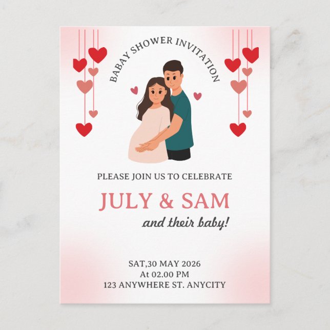 Flat Card- baby shower card invitation Vykort (Framsida)