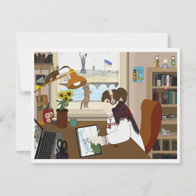 Flat Card-flicka i Ukraina (Framsida)