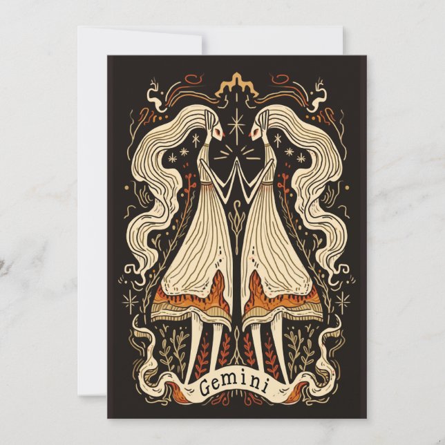 Flat card - Gemini Celestial Zodiac Art Julkort (Framsida)