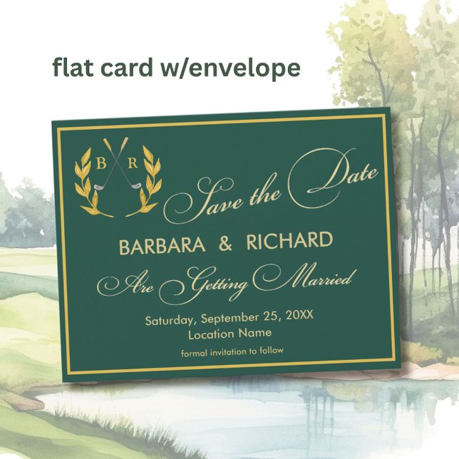 FLAT CARD Golf Monogram Wedding Save the Date (Skapare uppladdad)