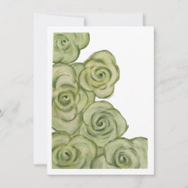 Flat Card of Green and White tinted roses Julkort