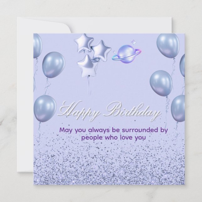 Flat CardColorful Birthday Invitation with Balloon (Framsida)
