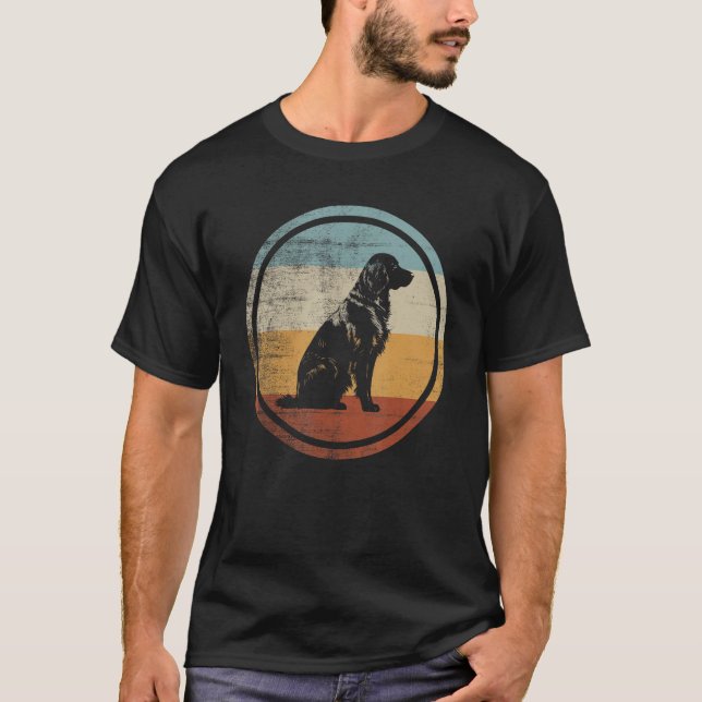 Flat Coated Retriever Dog Retro Style T Shirt (Framsida)
