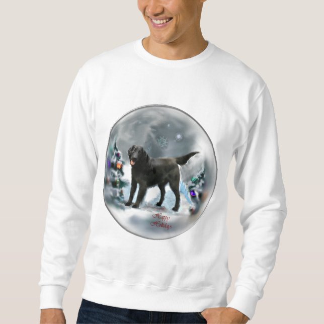 Flat-Coated Retriever Julklappar Lång Ärmad Tröja (Framsida)