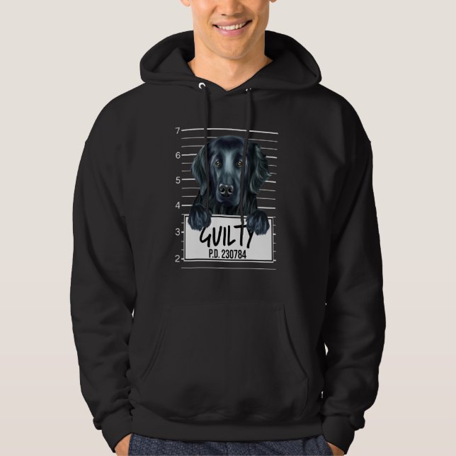 Flat Coated Retriever Mugshot Skyldig Hund Hoodie (Framsida)