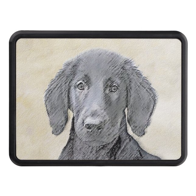Flat-Coated Retriever Painting - Original Dog Art Dragkroksskydd (Framsidan)