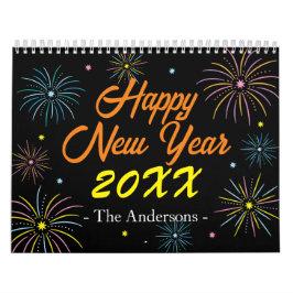 Flat Colorful Gott nytt år Firande Kalender