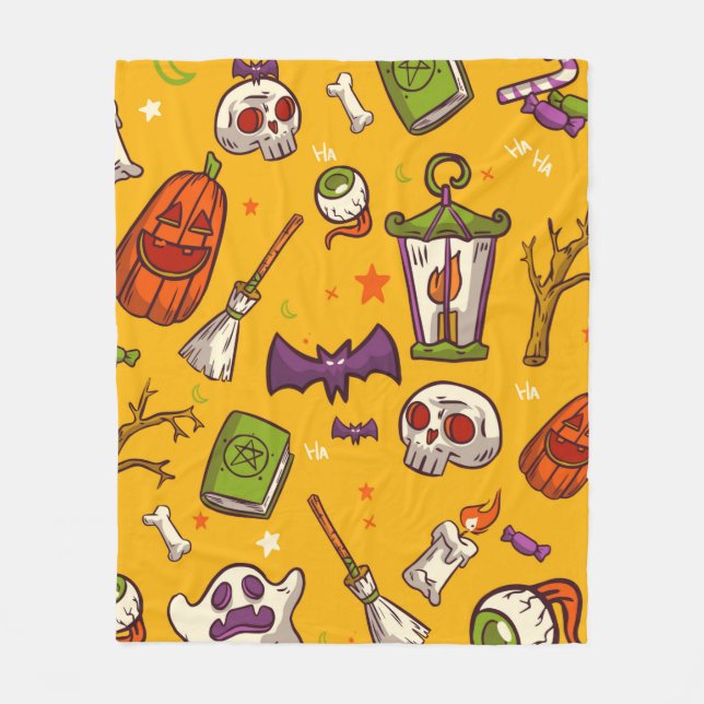Flat Design Pattern Halloween Theme Background Fleecefilt (Framsidan)