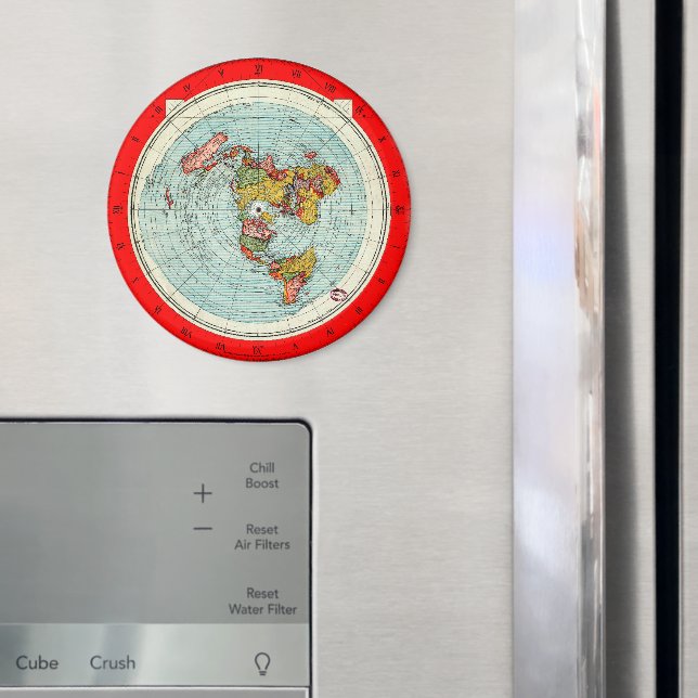 Flat Earth Azimuthal Projection Karta Magnet (In Situ (Fridge))