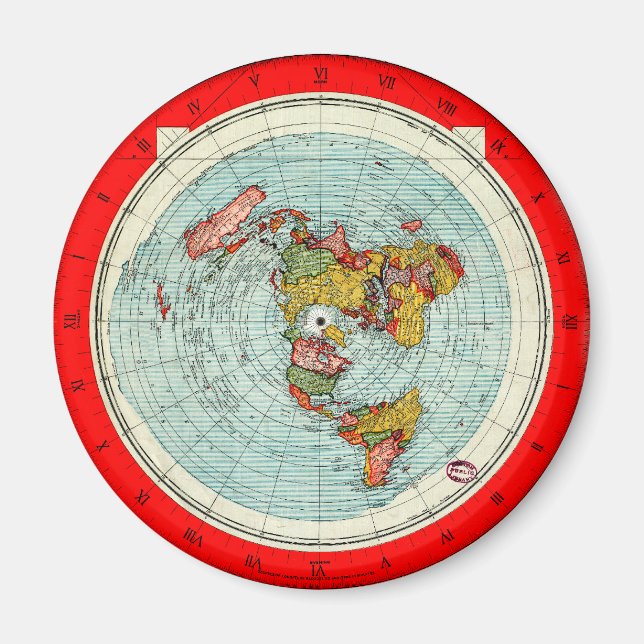 Flat Earth Azimuthal Projection Karta Magnet (Framsidan)