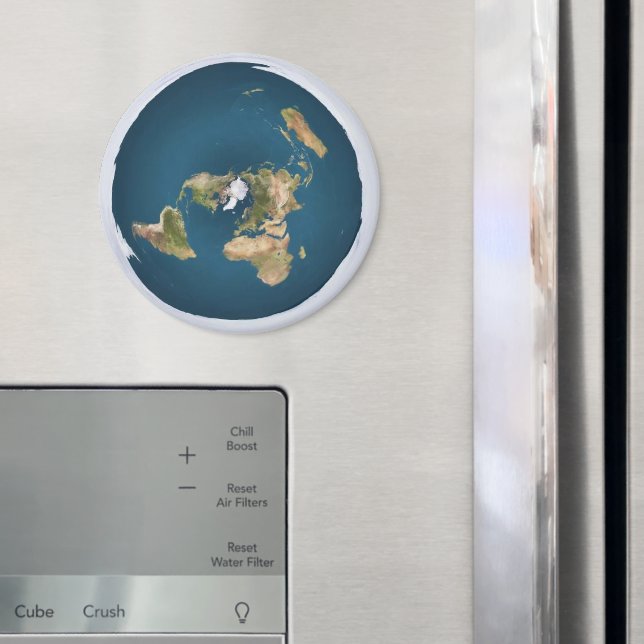 Flat Earth Azimuthal Projection Karta Magnet (In Situ (Fridge))