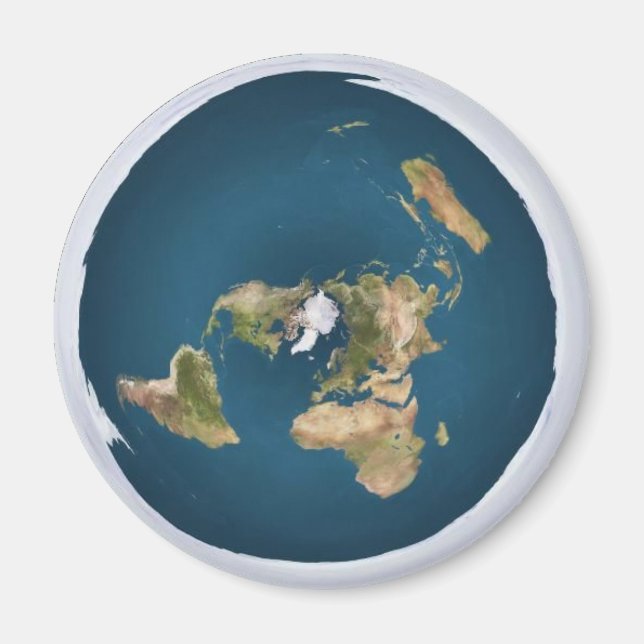 Flat Earth Azimuthal Projection Karta Magnet (Framsidan)